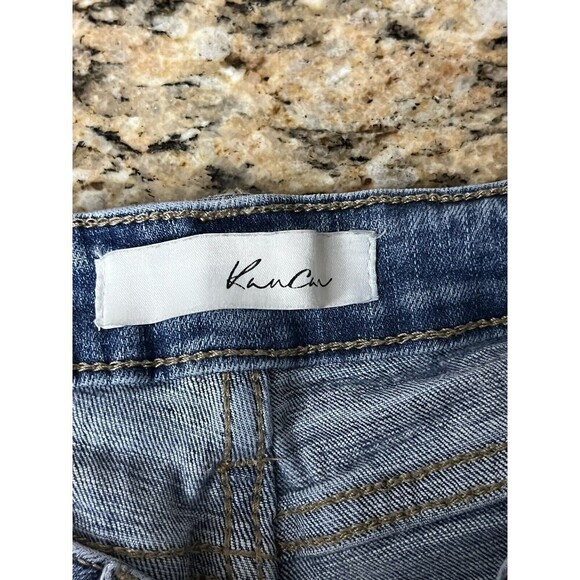 Kancan women/junior’s stretchy ripped fringe hem light wash skinny jeans 5/26 - Picture 6 of 10